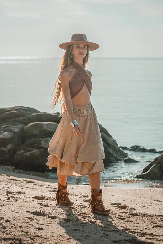 Maxi Skirt Aurora Beige spandex blend skirt