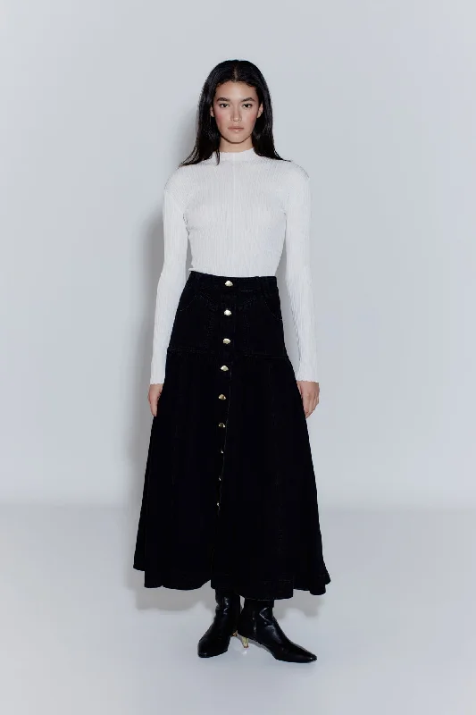 Maya Belmond Denim Midi Skirt lace skirt intricate