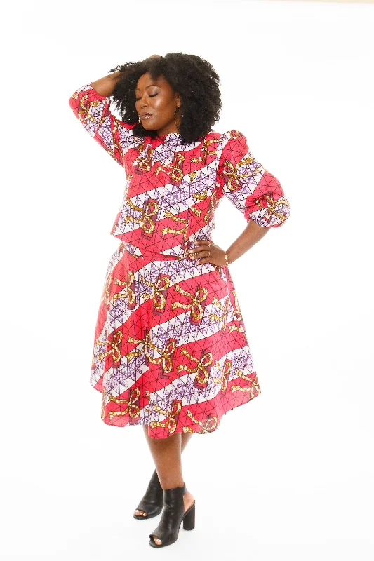 Midi A-Line Skirt & Peplum Top chiffon skirt floaty
