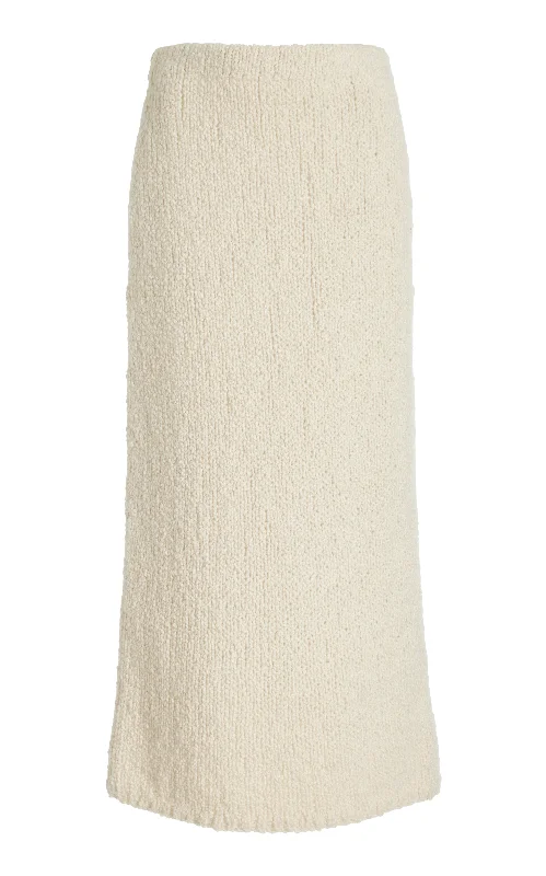 Milne Knit Maxi Skirt in Ivory Cashmere Boucle floral skirt print