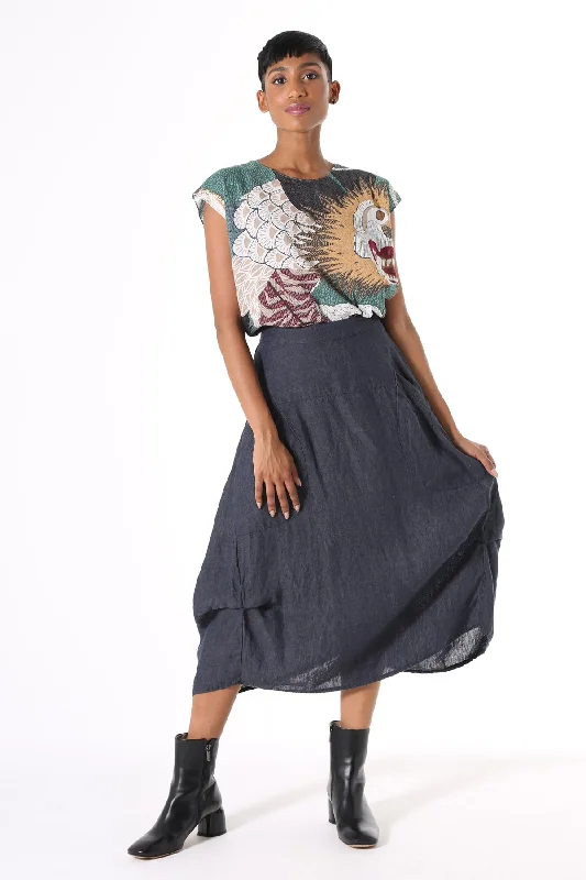 Milwaukee Rosa Linen Skirt Slate relaxed fit skirt