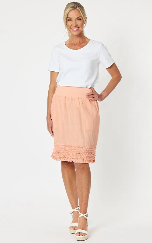 Mimi Ruffle Mandarine Hem Skirt satin skirt smooth