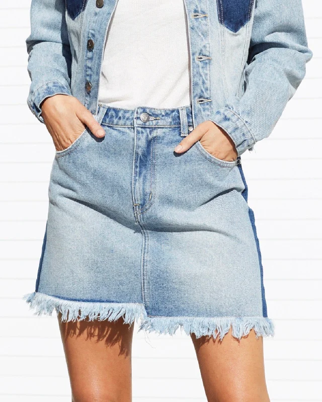 Final Sale - MINKPINK - Highlight Denim Mini Skirt silk skirt elegant