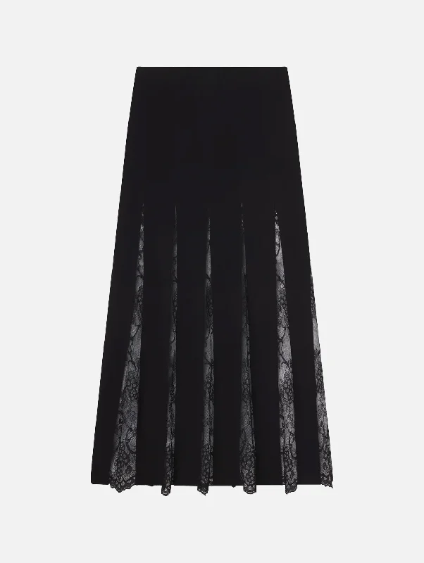 Mira Lace Midi Skirt in Black corduroy skirt durable
