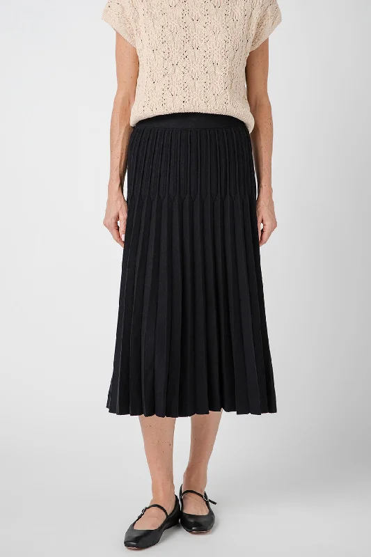 Molly Bracken Pleated Knit Skirt wool skirt thick