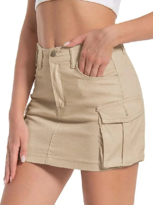 Multi Pocket Mini Skirt chiffon skirt airy