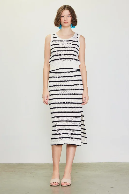 Nautical Stripe Crochet Skirt cashmere skirt plush