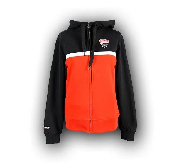 Official Ducati Corse Womans Zip Up Hoodie - 14 26006 Hoodie with Gradient Ombre Colorful