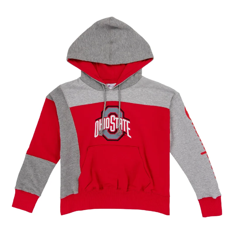 Women's Patchwork Hooded Sweatshirt Hoodie with Hem Applique Textured Unique