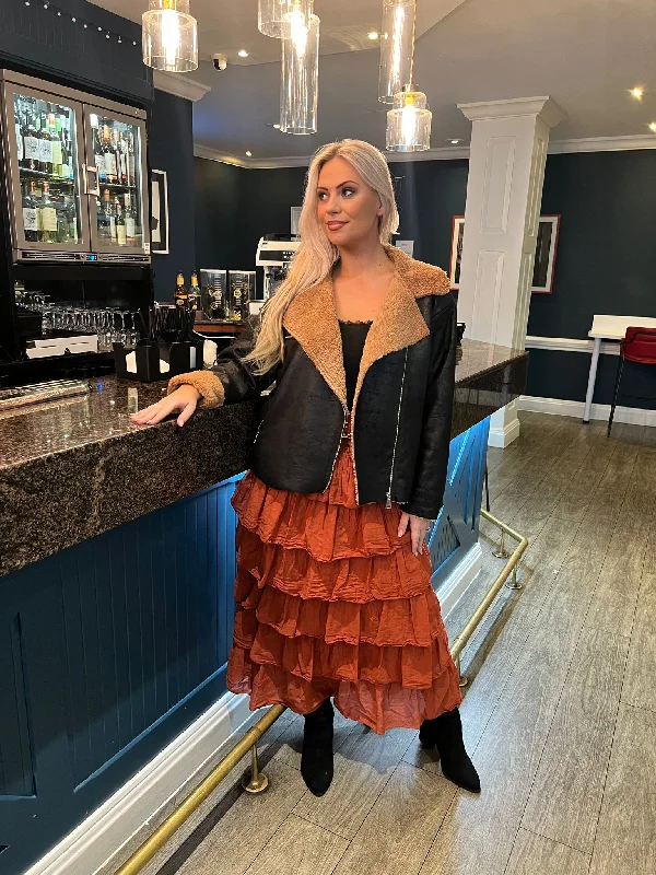 Olga Ruffle Skirt Rust athletic skirt fit