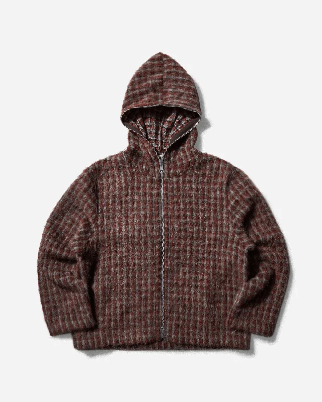 Women's Full Zip Hoodie Boston Check Hoodie with Double Zipper Versatile Adjustable