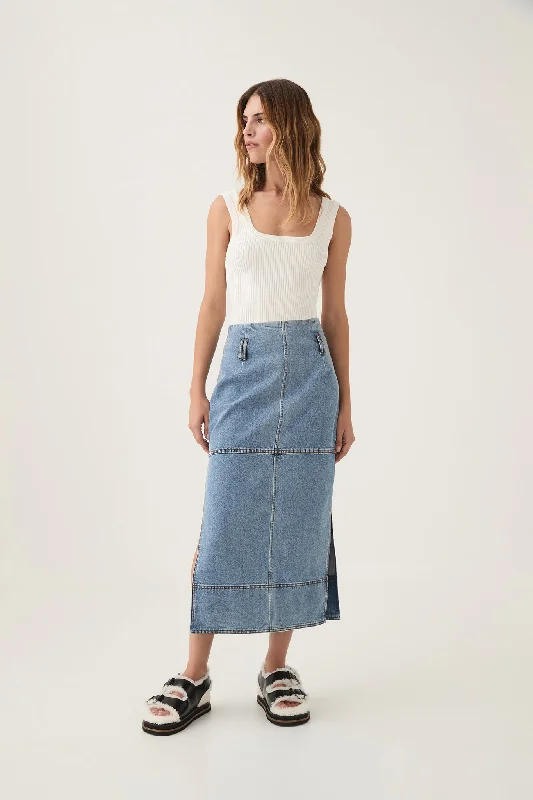 Outline Denim Midi Skirt denim skirt stylish