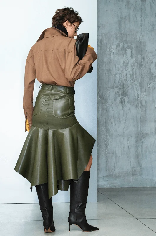 panelled fishtail green skirt floral skirt print