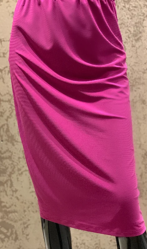 Pencil Skirt Magenta button skirt front