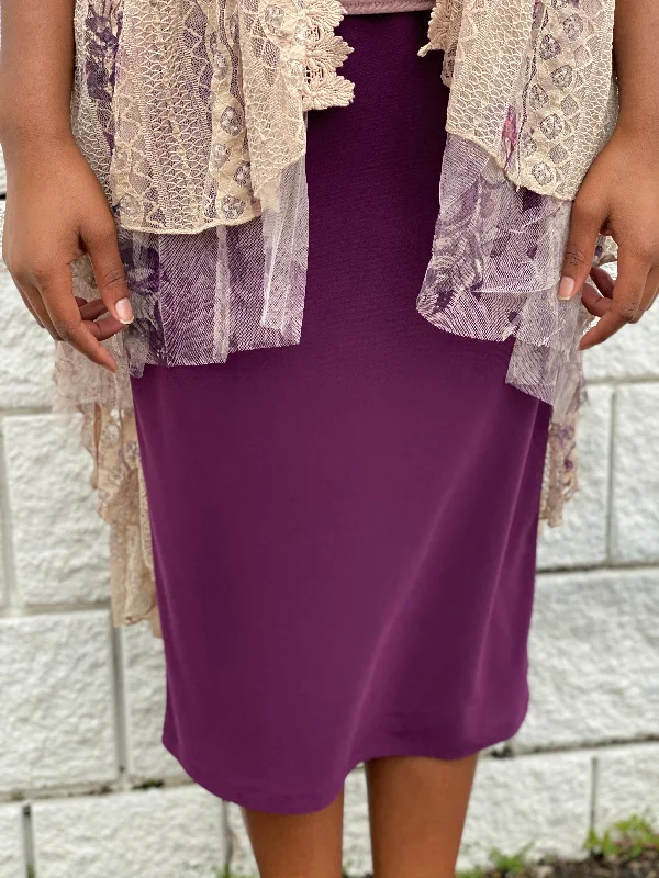Pencil Skirt Plum cashmere skirt plush