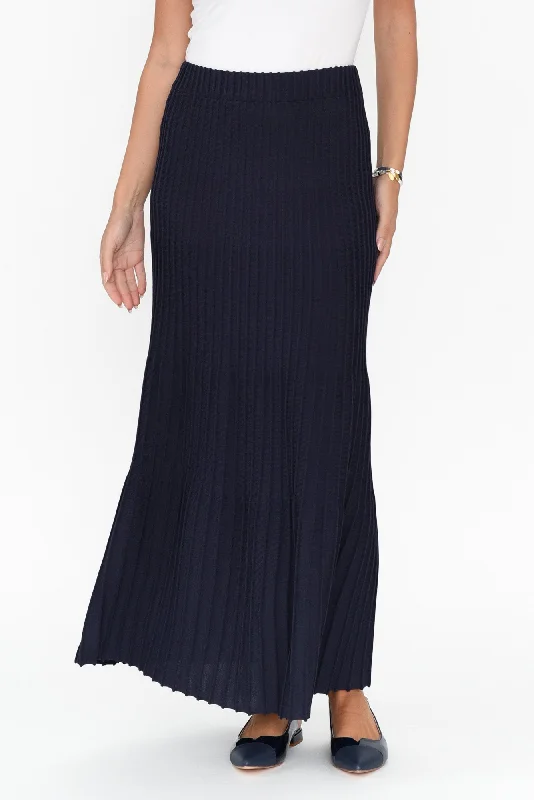 Pimm Navy Knit Skirt pencil skirt chic