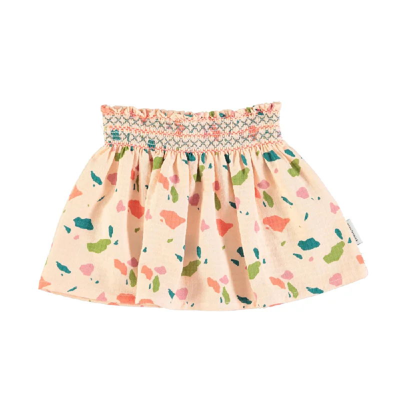 PIUPIUCHICK PINK MULTICOLOR GEOMETRIC ALLOVER MINI SKIRT chiffon skirt delicate