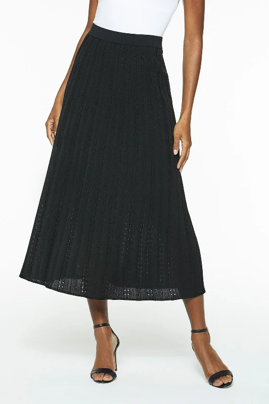 Pleated Pointelle Knit Midi Skirt summer skirt style