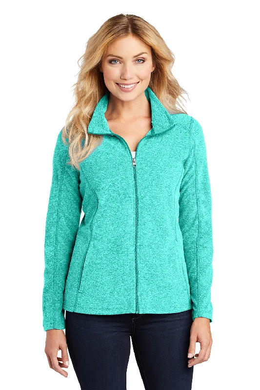 Port Authority Womens Pill Resistant Heather Microfleece Full Zip Sweatshirt - Heather Aqua Green Hoodie with Drawcord Adjustable Secure Port Authority Womens Pill Resistant Heather Microfleece Full Zip Sweatshirt - Heather Aqua Green Hoodie with Drawcord Adjustable Secure