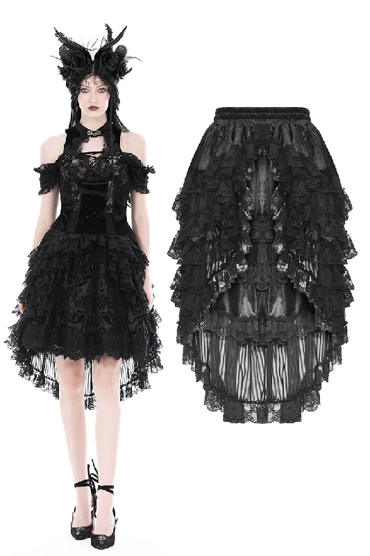 Princess frilly high low skirt KW317 pleated skirt texture