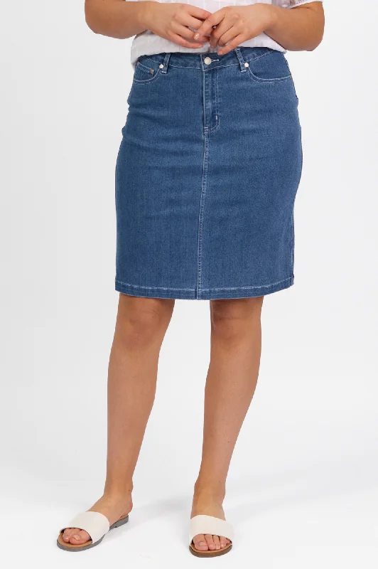 Printed Denim Skirt - Blue Hue lace skirt delicate