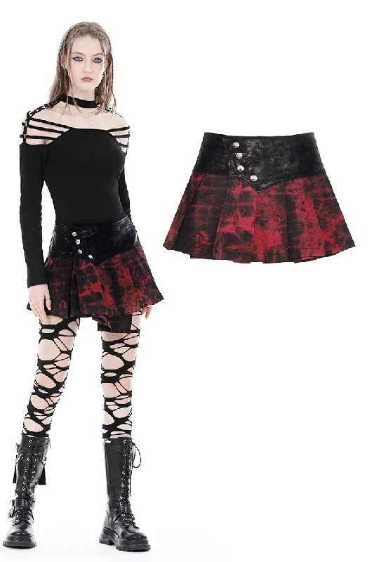 Punk dye blood red mini skirt KW318 leather skirt sleek