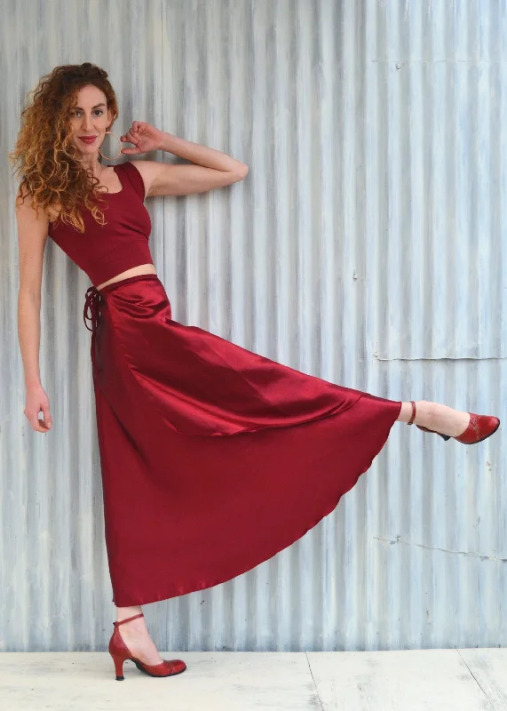 Red Velda Wrap Skirt cashmere skirt plush