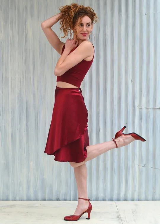 Red Vera Wrap Skirt chiffon skirt lightweight