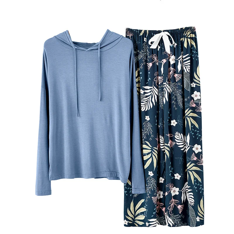 RH Pajama Set Women Hooded Long Sleeve Printed Pants Sleepwear Pajama RHW4019 Hoodie with Crew Neck Simple Timeless RH Pajama Set Women Hooded Long Sleeve Printed Pants Sleepwear Pajama RHW4019 Hoodie with Crew Neck Simple Timeless