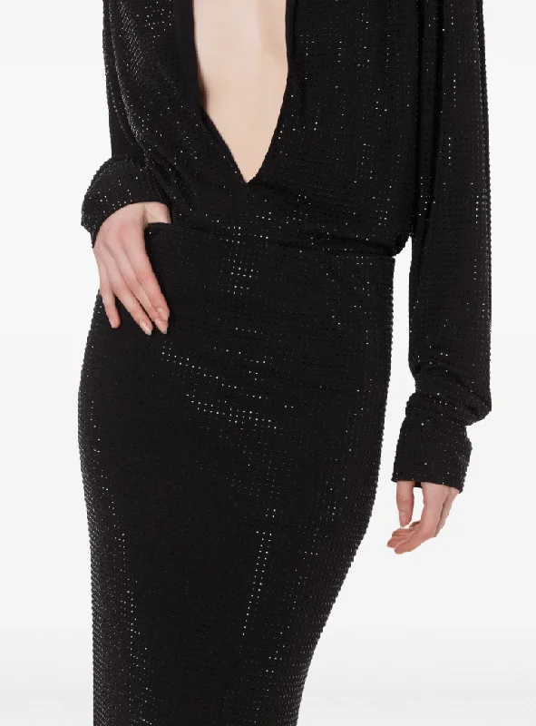 rhinestone-embellished skirt slim fit skirt