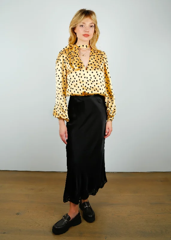 RIXO Crystal Skirt in Black corduroy skirt comfortable