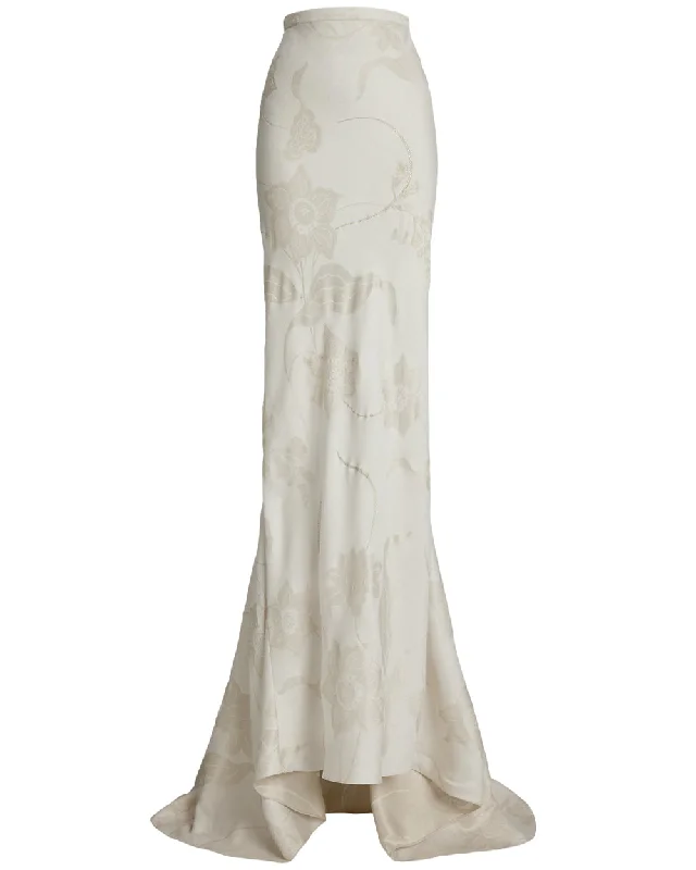 Cream Floral Jacquard Addi Maxi Skirt chiffon skirt delicate