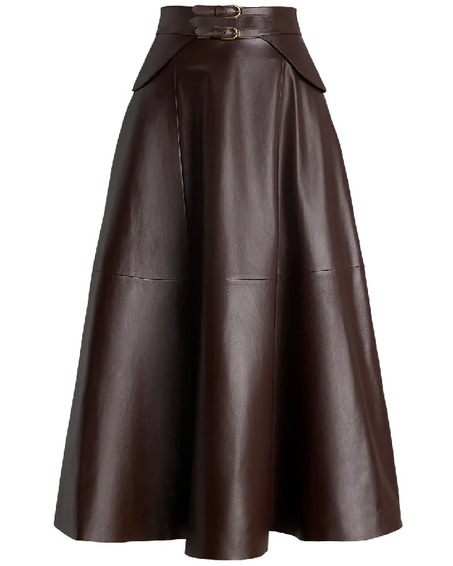 Mocha Leather Millie Skirt velvet skirt rich