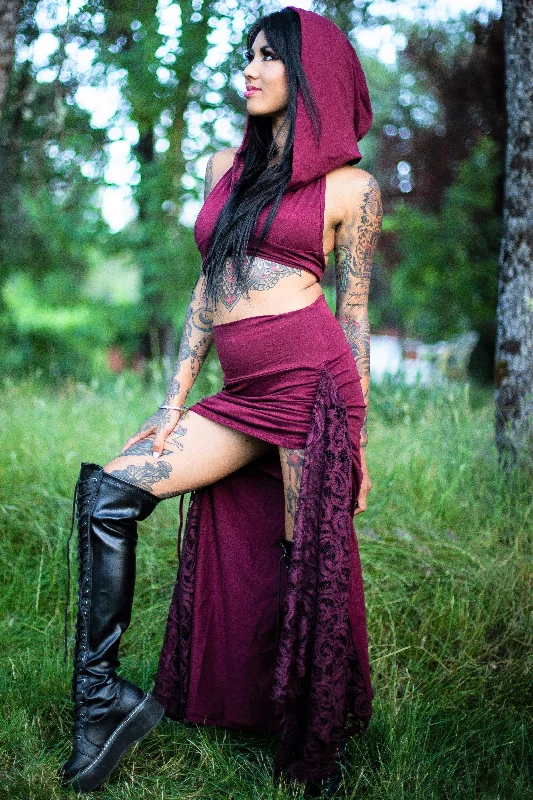 Royal Skirt - Maroon lace skirt intricate