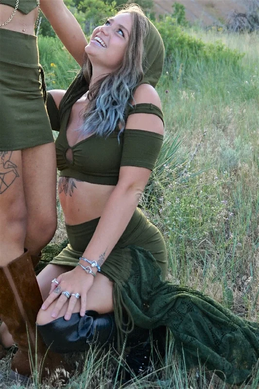 Olive Green with Forest Green Lace