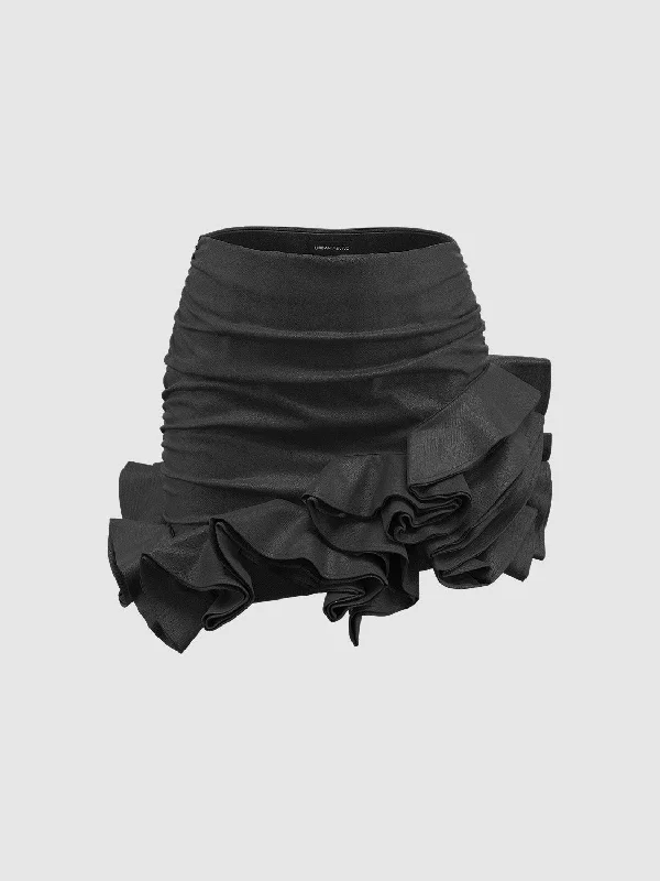 Ruffle Hem Asymmetrical Mini Skirts midi skirt versatile