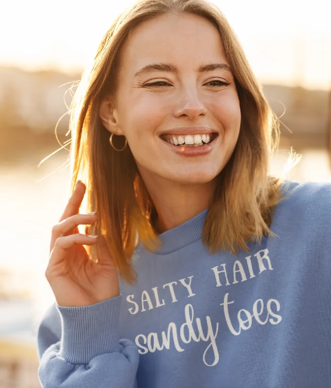 Salty Hair Sandy Toes Organic Cotton Sweatshirt Hoodie with Crew Neck Simple Timeless Salty Hair Sandy Toes Organic Cotton Sweatshirt Hoodie with Crew Neck Simple Timeless