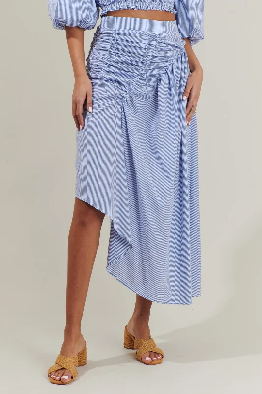 Sammy Striped Belen Ruched Midi Skirt lace skirt elegant