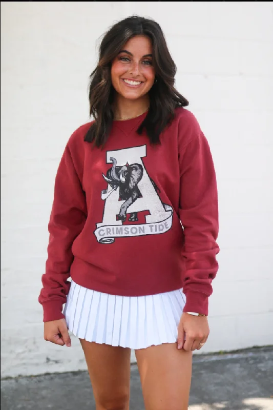 Scarlet Vintage Alabama A Sweatshirt Hoodie with Back Slit Movement Comfort