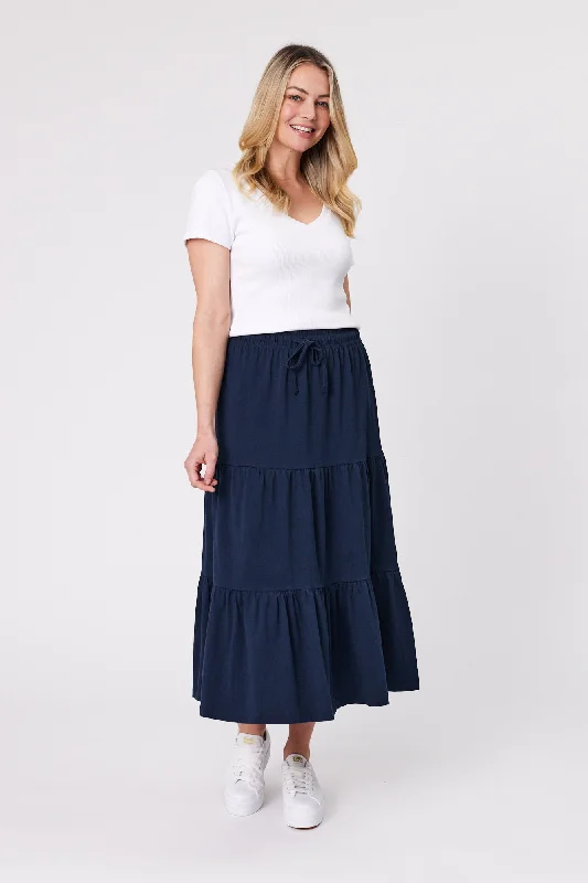 Shine On Essentials Midi Skirt Navy low waist skirt