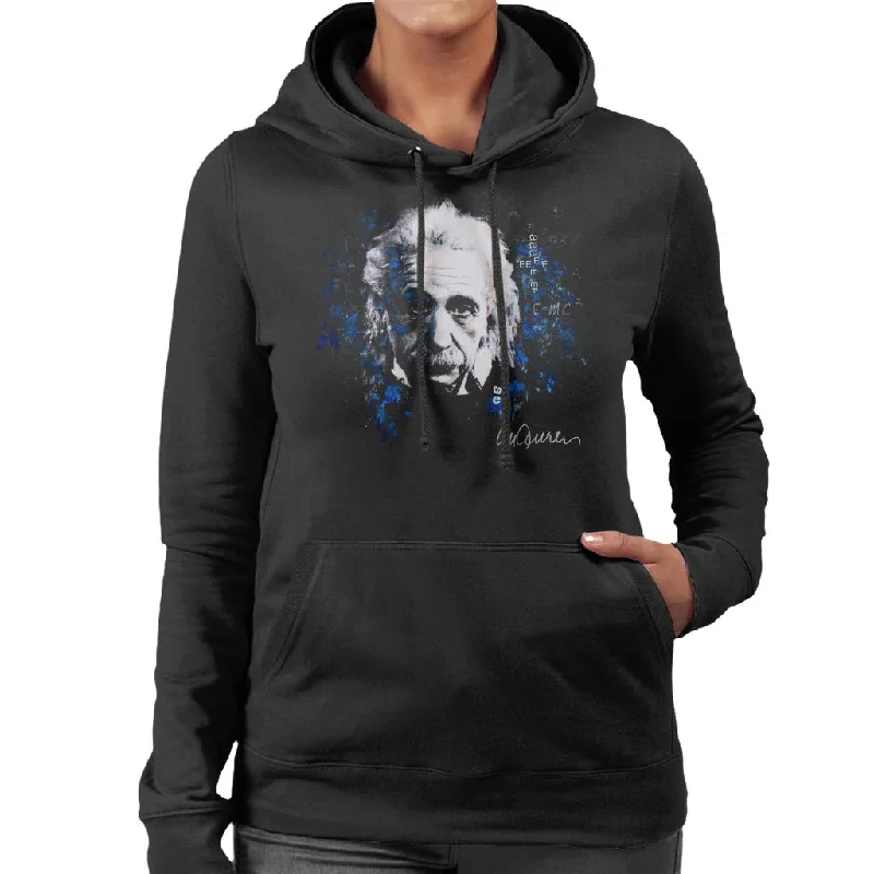 Sidney Maurer Original Portrait Of Albert Einstein E Equals MC2 Women's Hooded Sweatshirt Hoodie with Hem Drawcord Adjustable Customizable