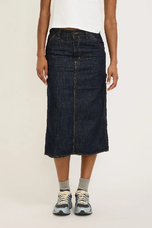 Women's Single Knee Skirt Blue Rinsed silk skirt sleek