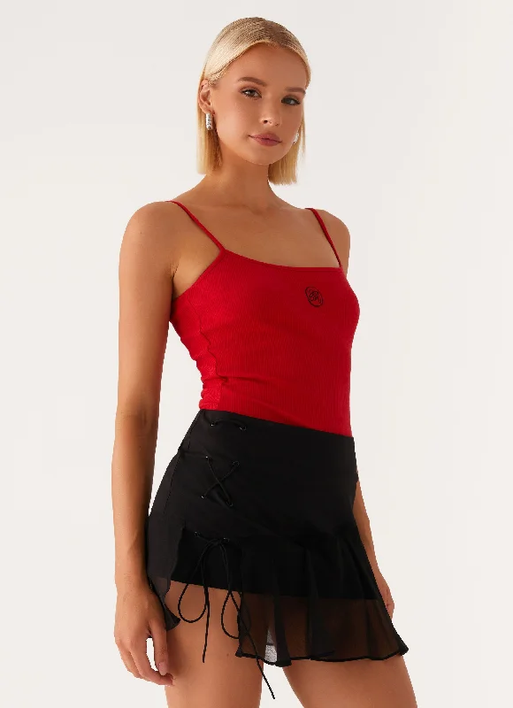 Siobhan Tie Side Mini Skirt - Black high slit skirt