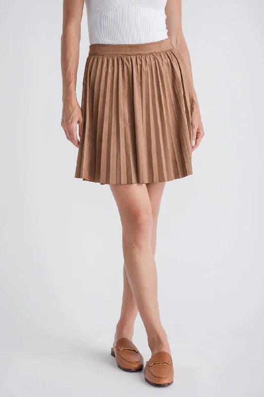 Skies Are Blue Faux Suede Pleated Skirt leather skirt sleek
