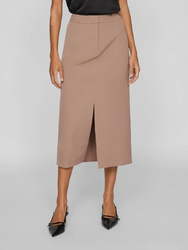 VIVARONE Skirt - Brown Lentil ruffled skirt detail