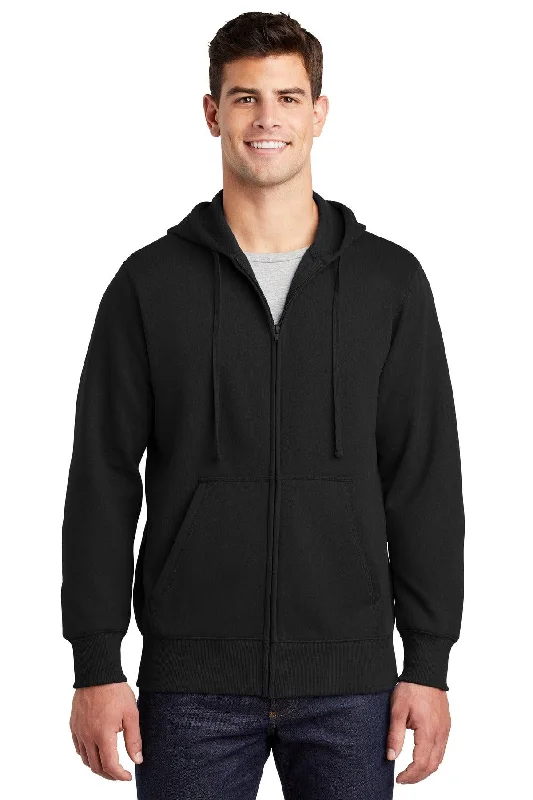 Sport-Tek Full-Zip Hooded Sweatshirt. ST258 Hoodie with Elastic Waist Stretchable Comfortable