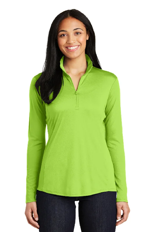 Sport-Tek Womens Competitor Moisture Wicking 1/4 Zip Sweatshirt - Lime Shock Green - Closeout Hoodie with Button Placket Classic Preppy Sport-Tek Womens Competitor Moisture Wicking 1/4 Zip Sweatshirt - Lime Shock Green - Closeout Hoodie with Button Placket Classic Preppy