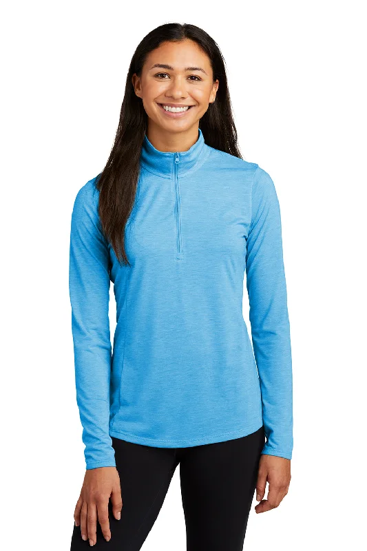 Sport-Tek Womens Moisture Wicking 1/4 Zip Sweatshirt - Heather Pond Blue Hoodie with Thumb Holes Functional Cozy Sport-Tek Womens Moisture Wicking 1/4 Zip Sweatshirt - Heather Pond Blue Hoodie with Thumb Holes Functional Cozy