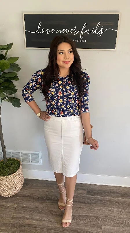 Dolores Skirt - White cashmere skirt fine
