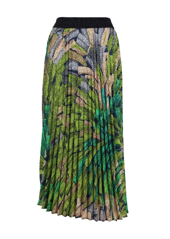 Vivant Pleated Skirt Green silk skirt luxurious